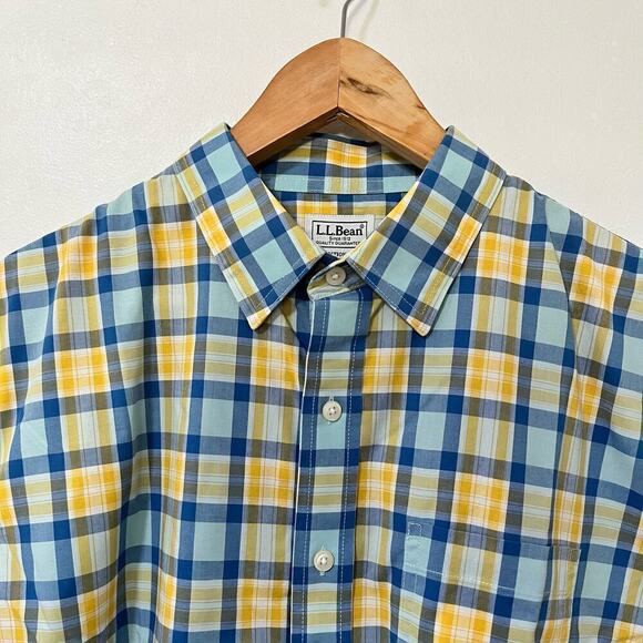 L.L. Bean Men’s Comfort Stretch Oxford Shirt Size L TALL Pale Turquoise NEW - Picture 3 of 6